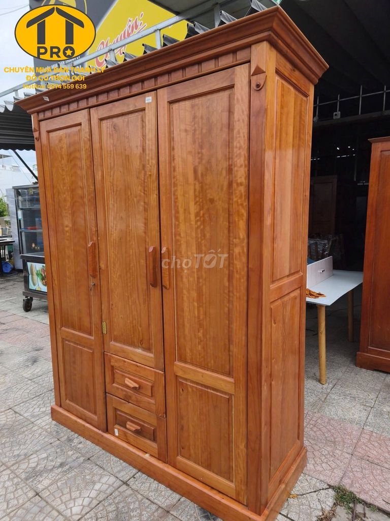Фото 2: Tủ quần áo Gỗ Nâu 3 cánh Đơn giản
