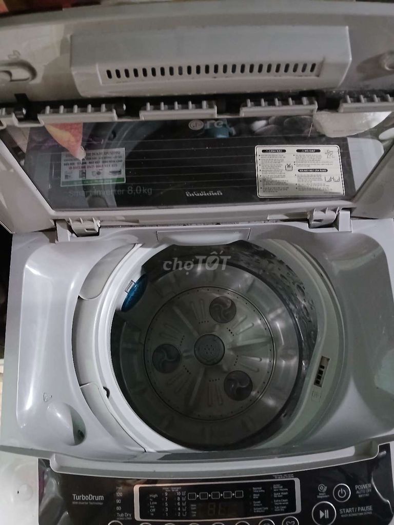 Фото 3: Стиральная машина LG с верхней загрузкой 8кг Smart Inverter серая
