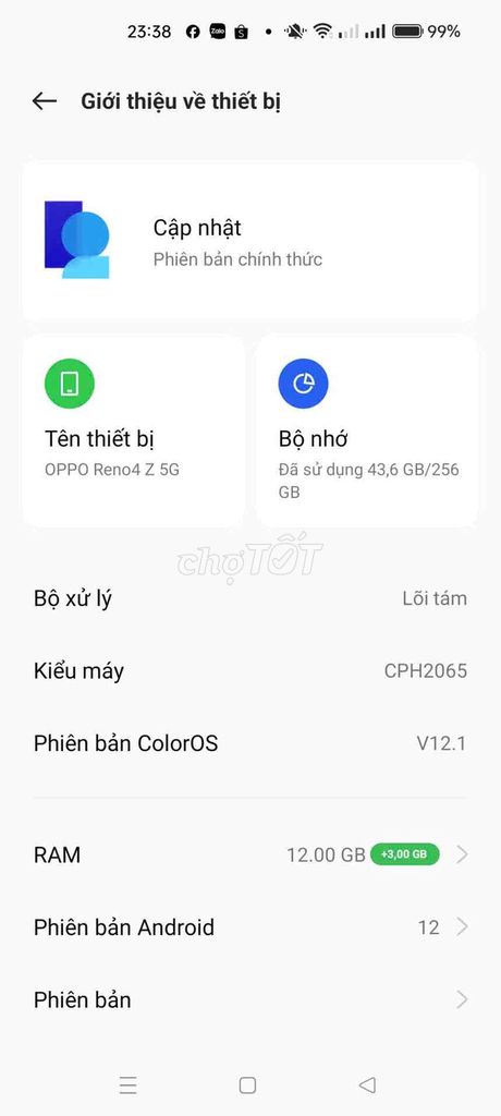 OPPO Reno4 Z 5G 256GB-RAM 12GB Android 12