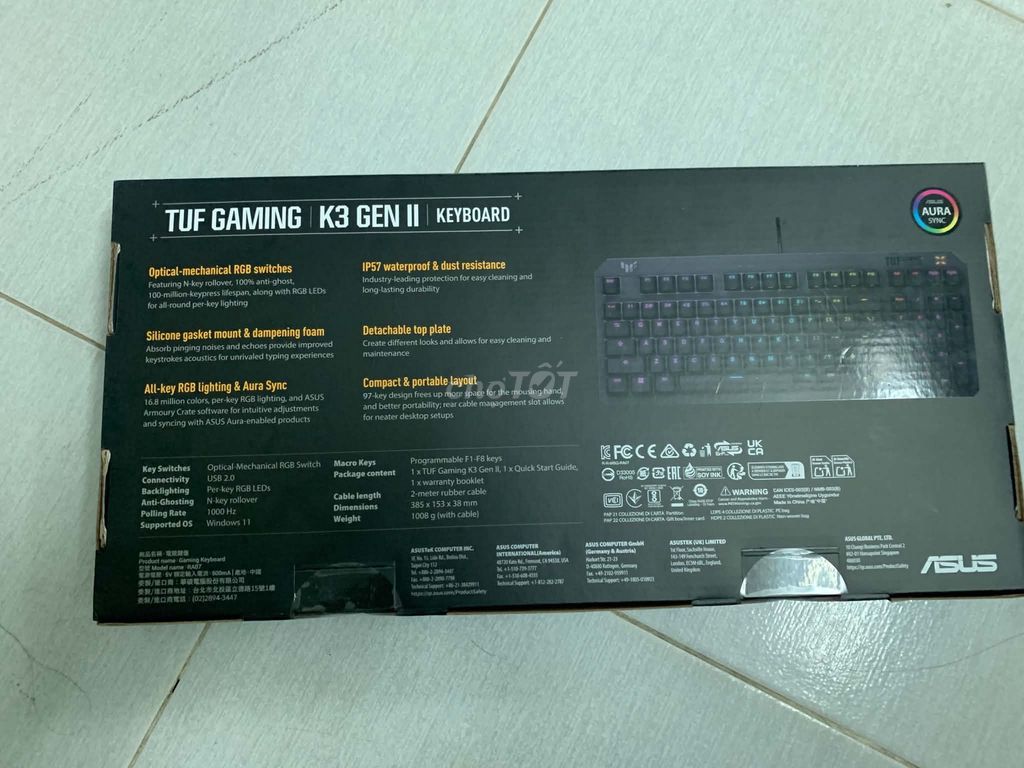Фото 2: Игровая механическая клавиатура Asus TUF K3, черная