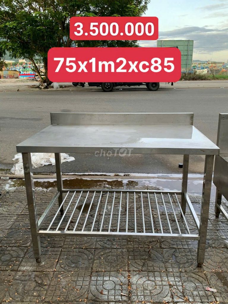 Промышленный кухонный стол из нержавеющей стали, серебристый, 75x1м2xc85