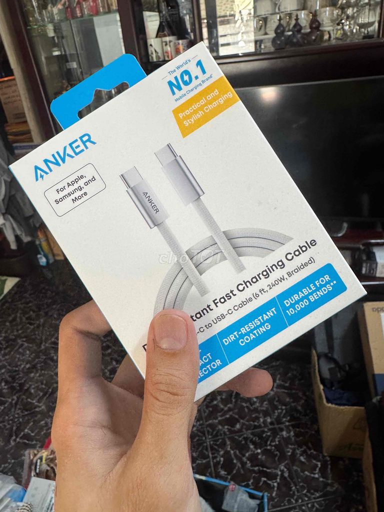 Фото 2: Зарядный кабель Anker Nylon белый 240W 1.8м