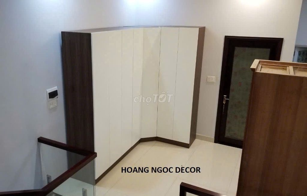 Фото 2: Шкаф для одежды Hoàng Ngọc Decor, дерево, буква L, коричнево-белый