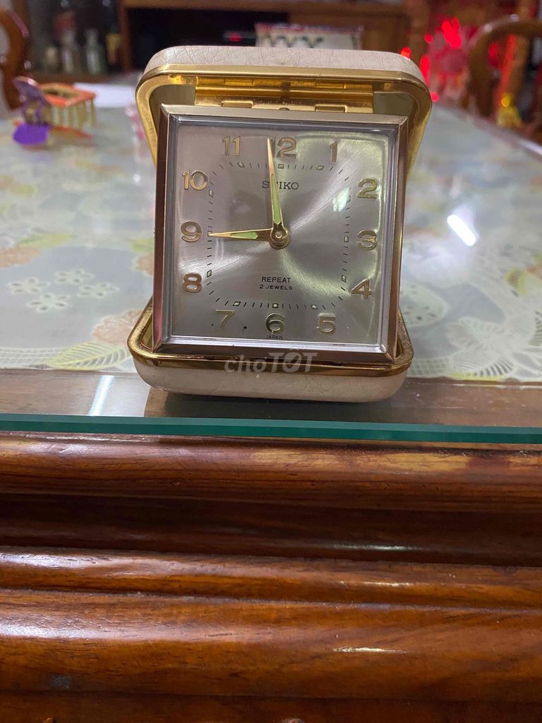 Настольные часы Seiko, металл, золото, классические