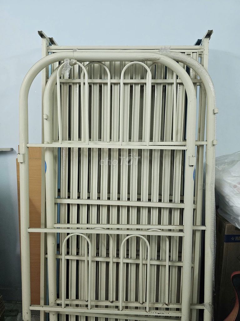 Двухъярусная кровать из железа, кремовая, 1.0 м x 2.0 м