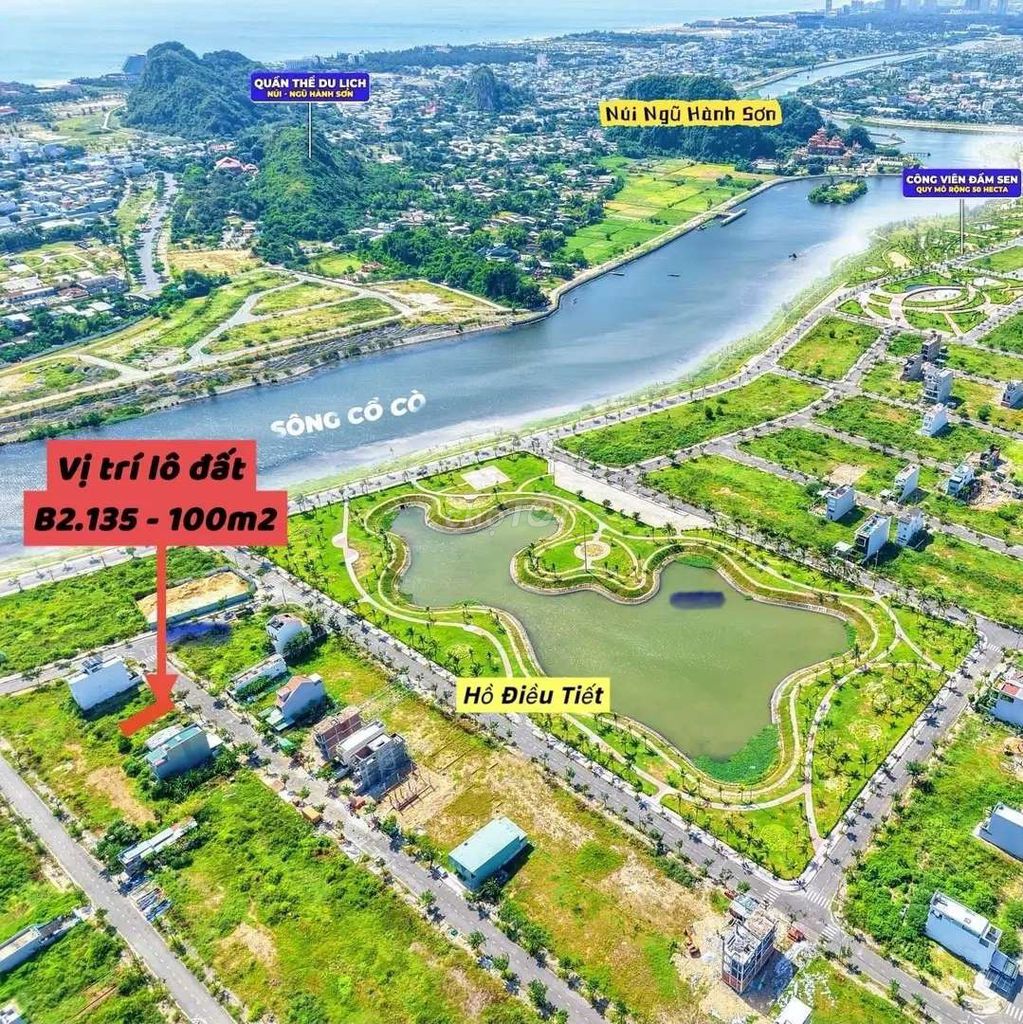 Фото 2: Продажа участка Дам Сен B2.135, Бо Куан 24 | Близко к реке и озеру с лотосами 100м2 Юго-Восток