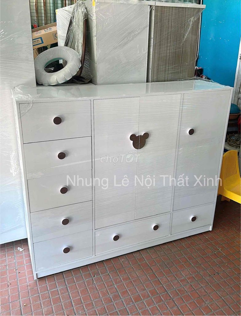 Пластиковый шкаф для одежды Белый Детский 120x140x40
