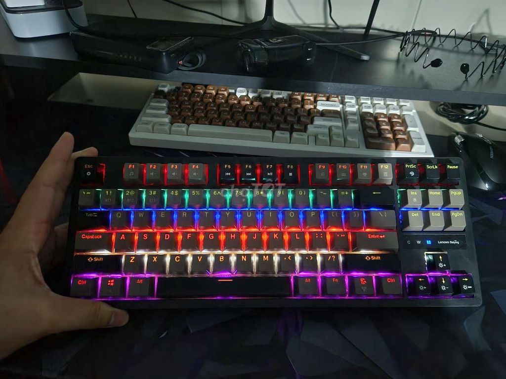 Механическая клавиатура Lenovo, чёрная, Bluetooth, USB, проводная, с LED-подсветкой