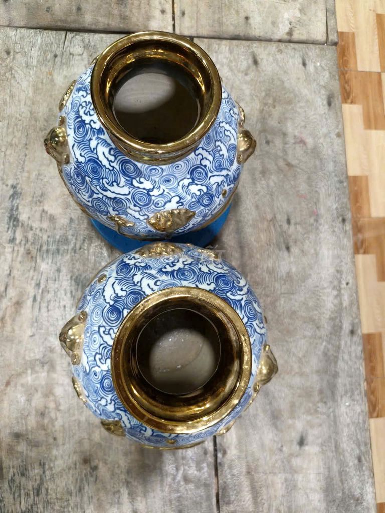 Керамическая ваза Синяя, белая, желтая