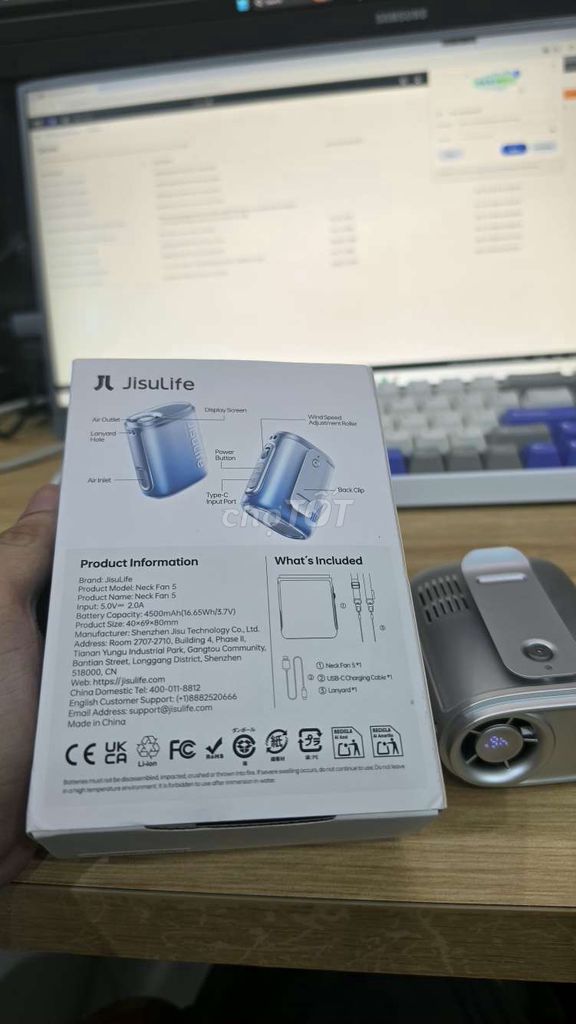 Нашейный вентилятор JisuLife Neck Fan 5, синий