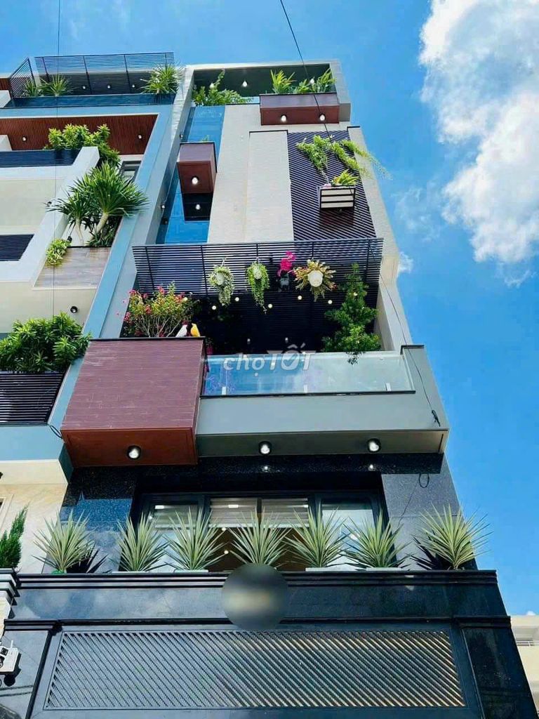 Дом в переулке для автомобилей 💎 Полная мебель, Ле Ван Тхо, квартал 11 🏠 4x16 м 💎 4 этажа — 5 спален, 5 санузлов