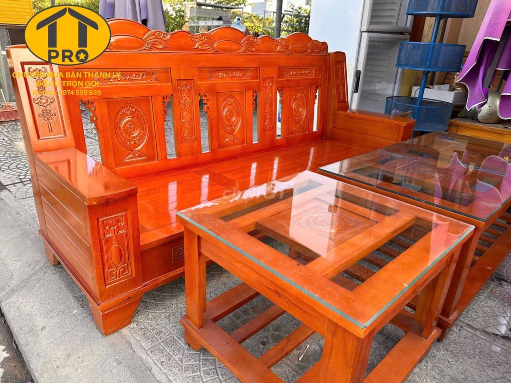 Фото 3: Bộ bàn ghế salon Gỗ Nâu đỏ Cổ điển 5 món