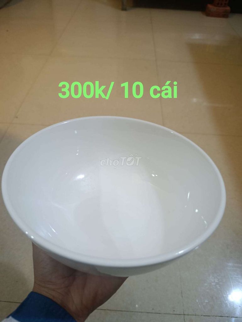 Bát ăn cơm Gốm sứ Trắng 10 cái