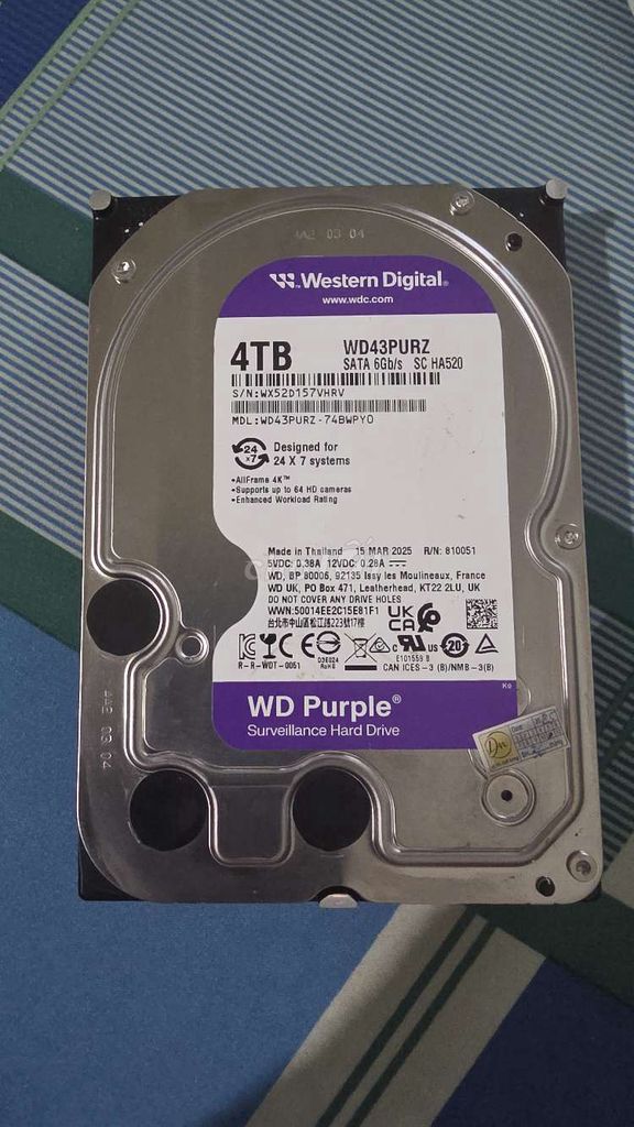 Фото 3: Жесткий диск HDD Western Digital 4TB Фиолетовый как новый