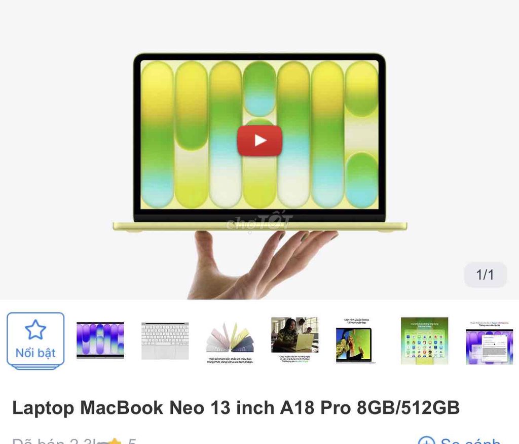 Apple MacBook Neo A18 Pro 8GB/512GB 13 inch Золотистый