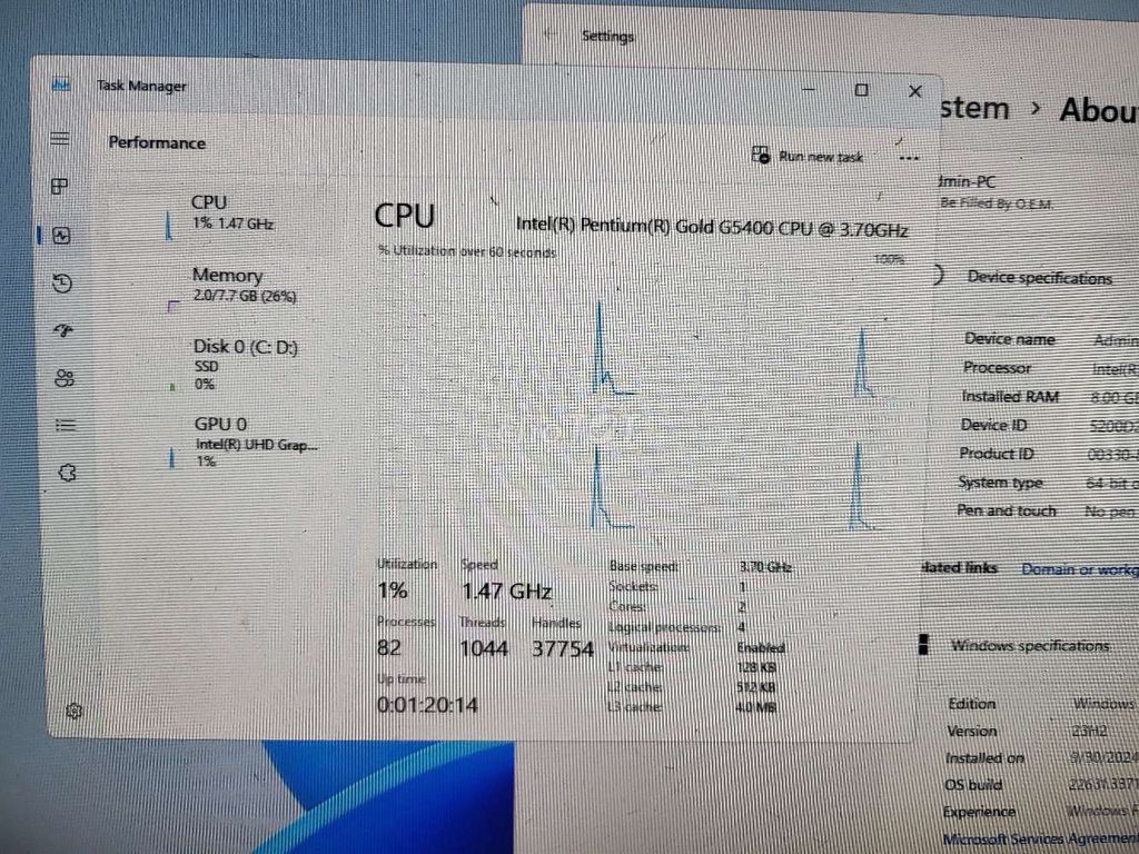 Фото 3: Корпус Pentium Gold G5400 8GB DDR4 SSD 128GB