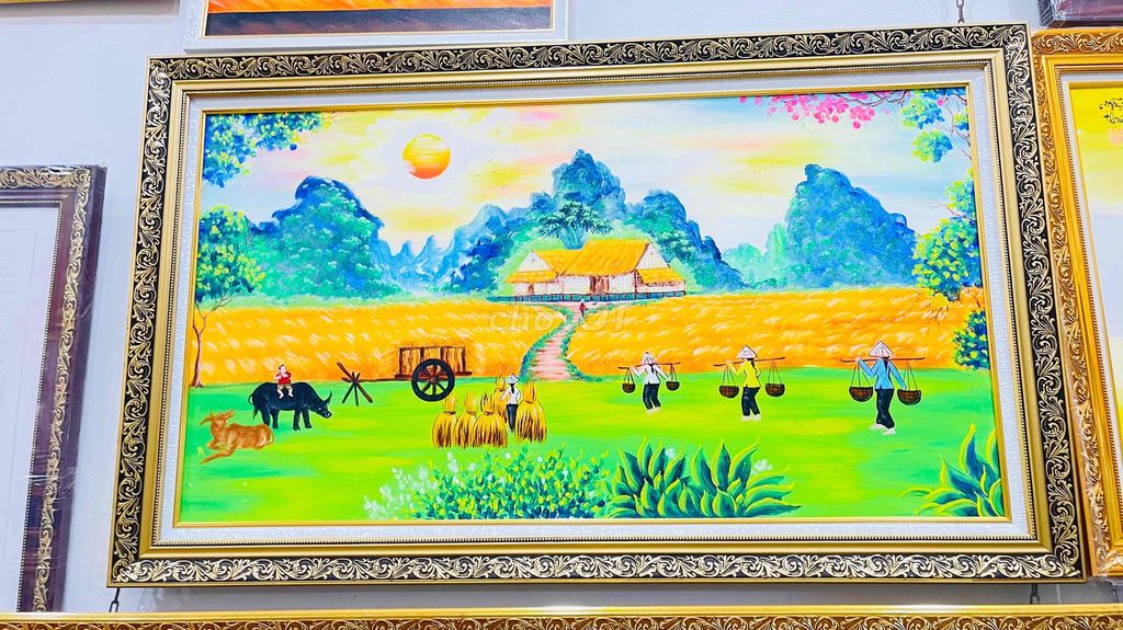 Пейзажная картина «Щедрый урожай» в деревне, многоцветная