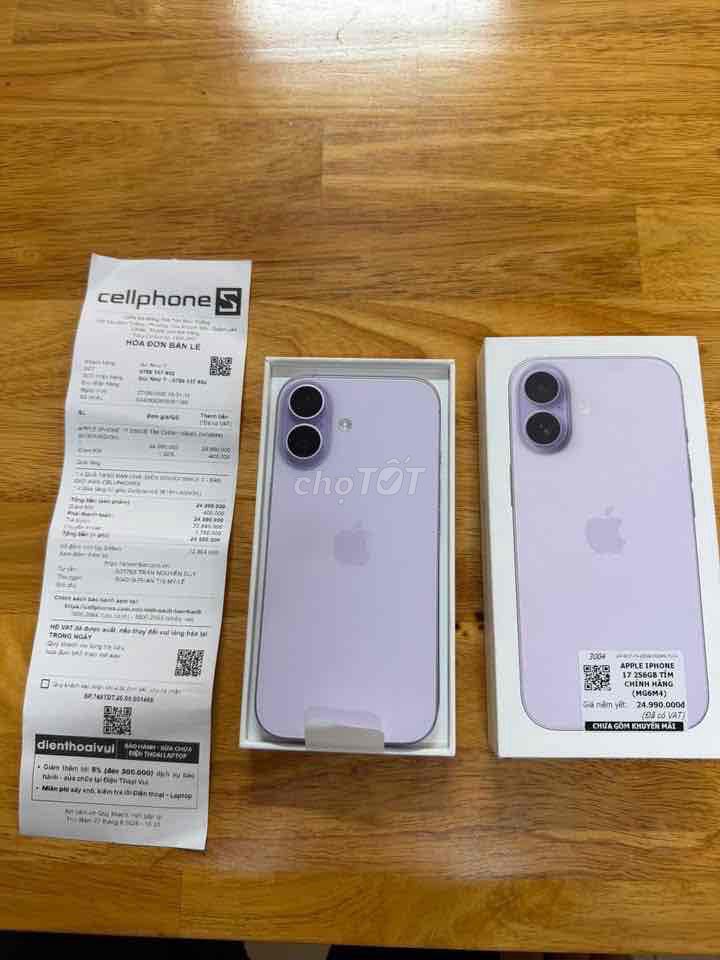Фото 3: iPhone 17 tím 256GB, mới mua hôm qua, chưa dùng