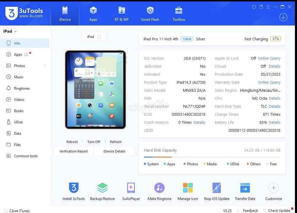 Фото 3: iPad Pro M2 11 дюймов 128GB серебристый, аккумулятор 85%, новый 95%