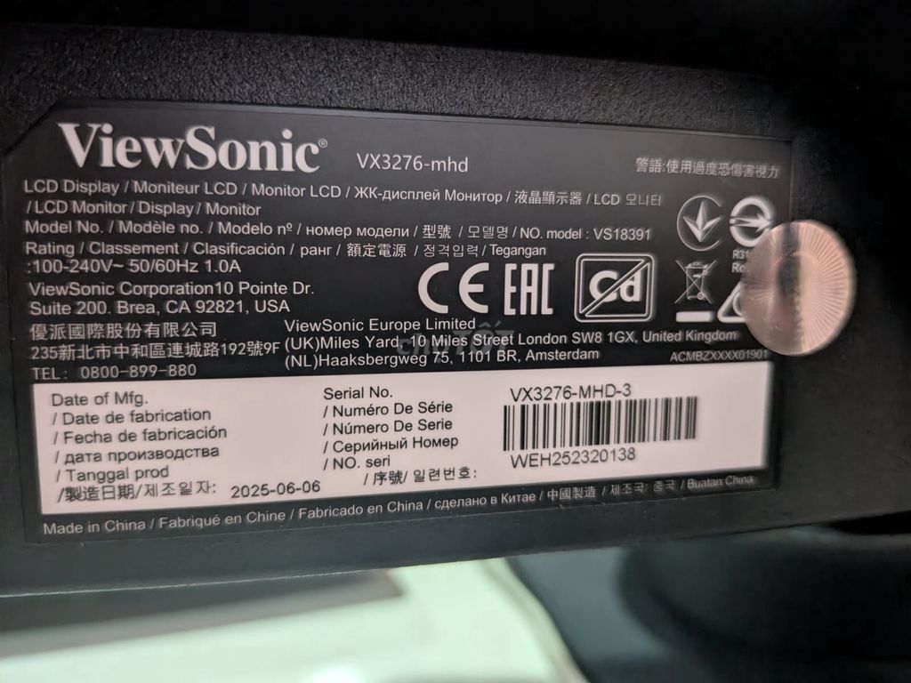 Монитор ViewSonic VX3276-mhd с тонкой рамкой