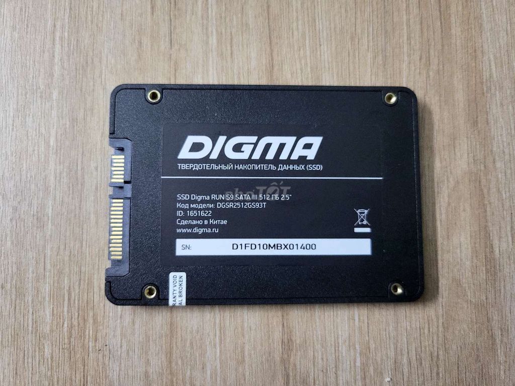 SSD Digma Run S9 512GB 2.5 дюйма, состояние хорошее, 100%