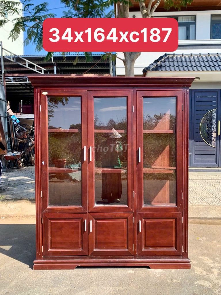 Витрина из красного дерева 34x164xc187