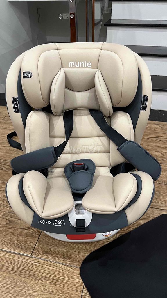 Детское автомобильное кресло Munie ISOFIX 360 кремово-серое