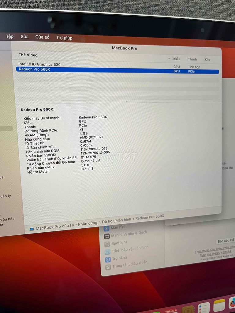 Фото 3: Macbook Pro 15 inch i7 16GB/256GB 2018