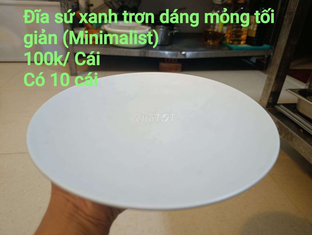 Đĩa sứ ăn Xanh Tối giản