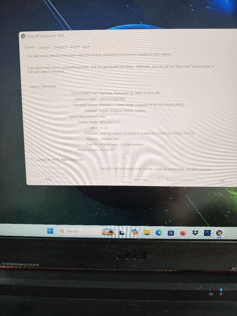Фото 3: Acer Nitro 5 i5-11400H 16GB RTX 3050 4GB как новый