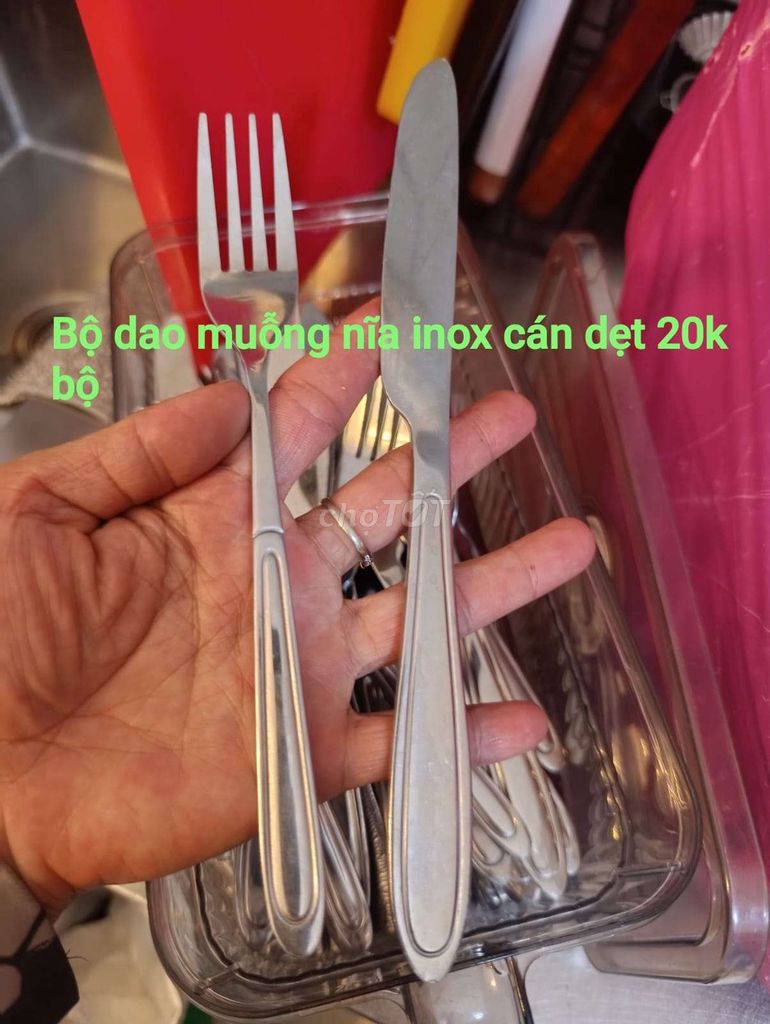 Bộ dao muỗng nĩa Inox Cán dẹt Bạc