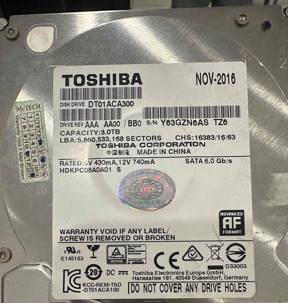 Жёсткий диск HDD Toshiba 3TB б/у