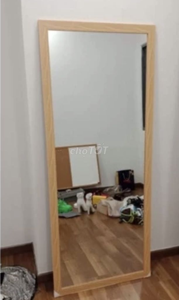 Зеркало в пол, деревянная текстура, светло-золотое, 40x100 см