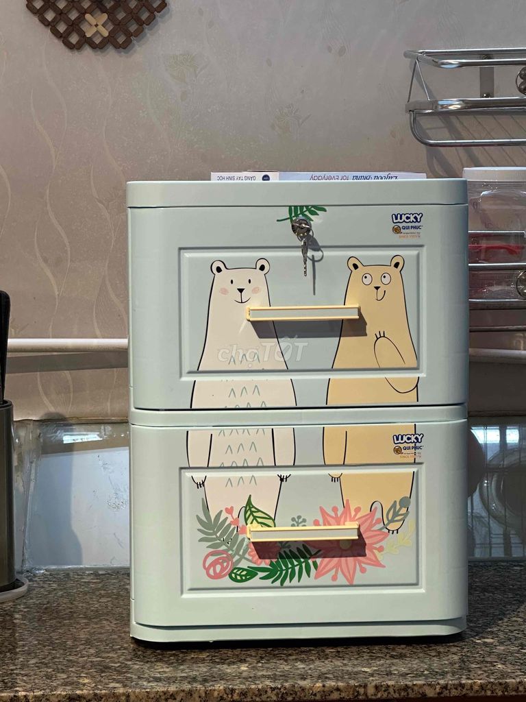 Пластиковый шкаф, 2 яруса, светло-зелёный