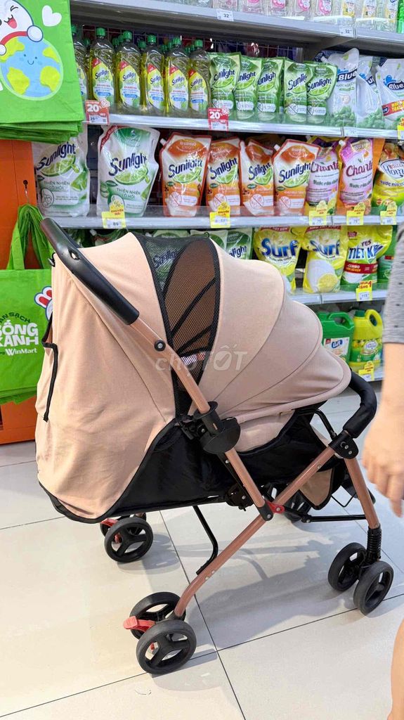 Фото 2: Детская коляска розово-бежевая для детей 0-3 лет