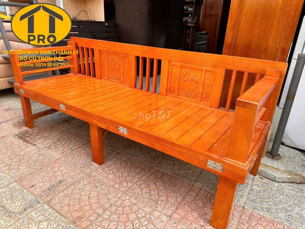 Классическая кушетка из оранжево-коричневого дерева 1,2м x 1,9м