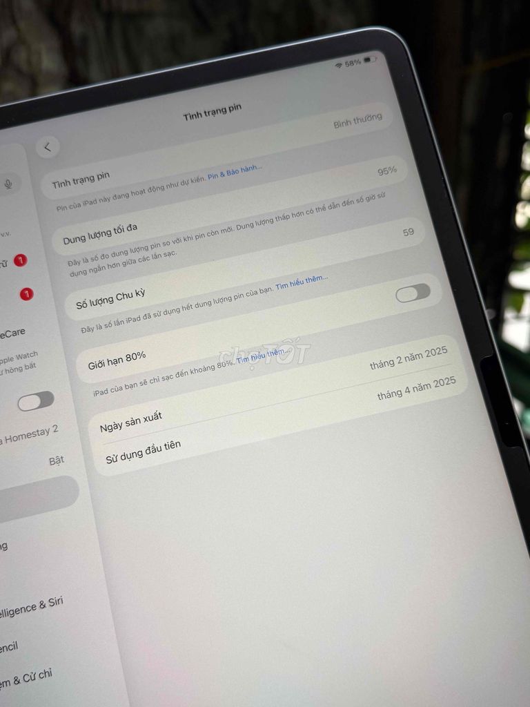 Фото 3: iPad Air 7 M3 13 дюймов 128GB Wi-Fi серый, аккумулятор 95%, ещё на гарантии