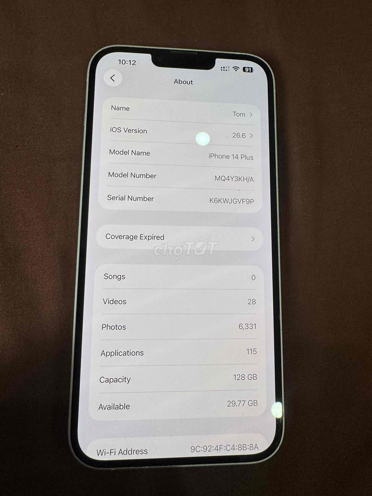 Apple iPhone 14 Plus 128GB Белый, б/у