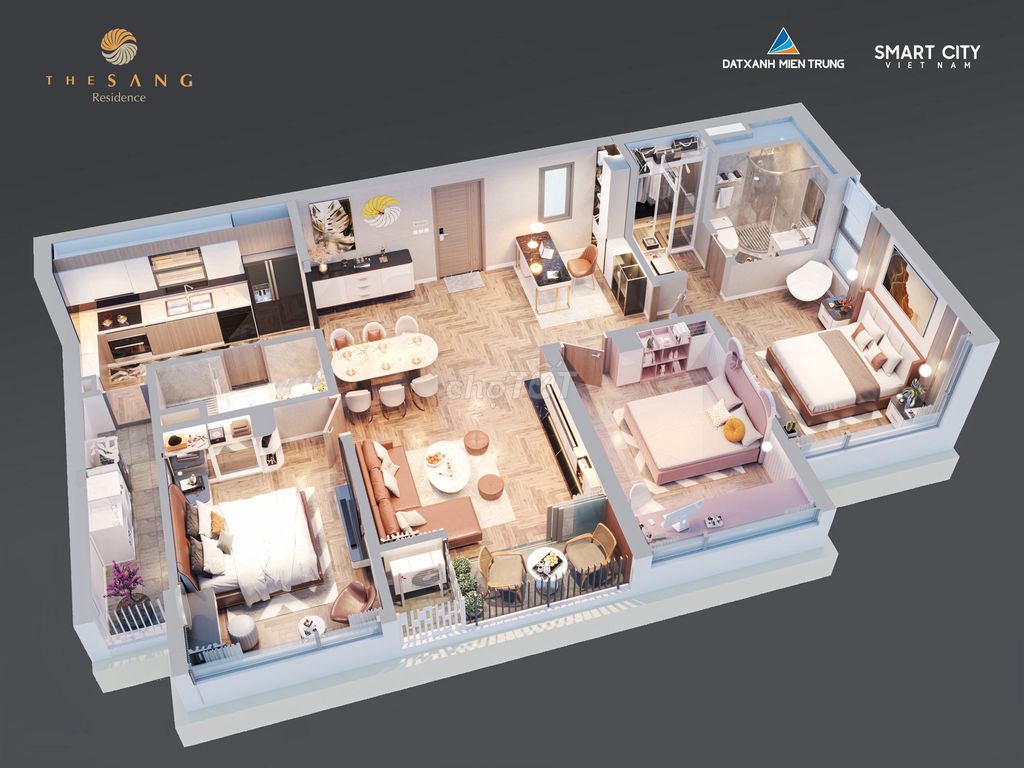 Элитная 3-комнатная квартира с прямым видом на море Микхе, Дананг