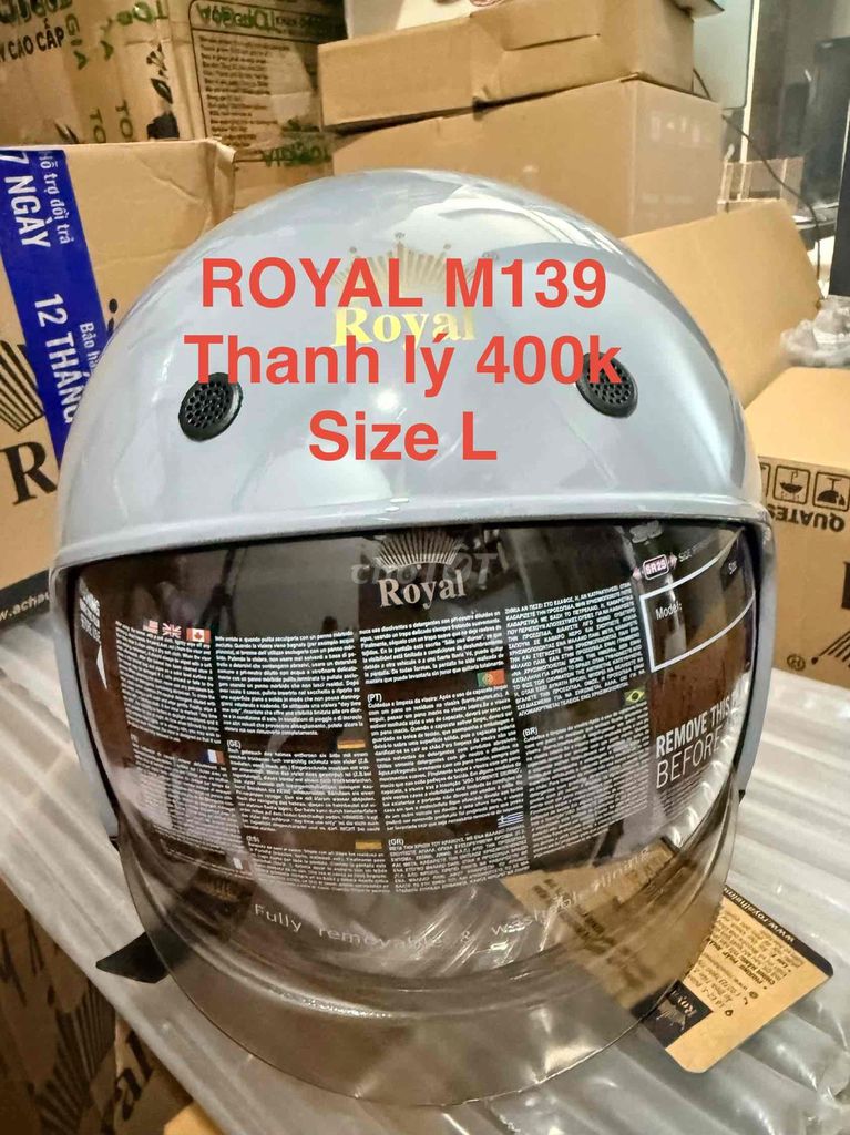 Шлем мотоциклетный Royal M139 3/4 Серый, Черный L Новый