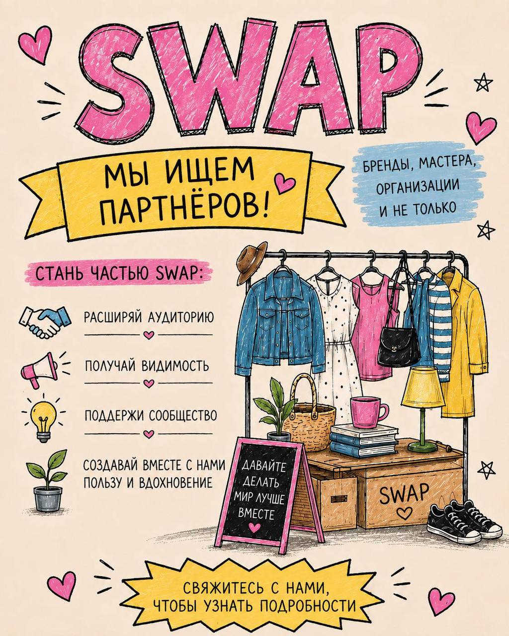 Анонс мероприятия SWAP #12 — двухдневный обмен вещами и встреча сообщества.