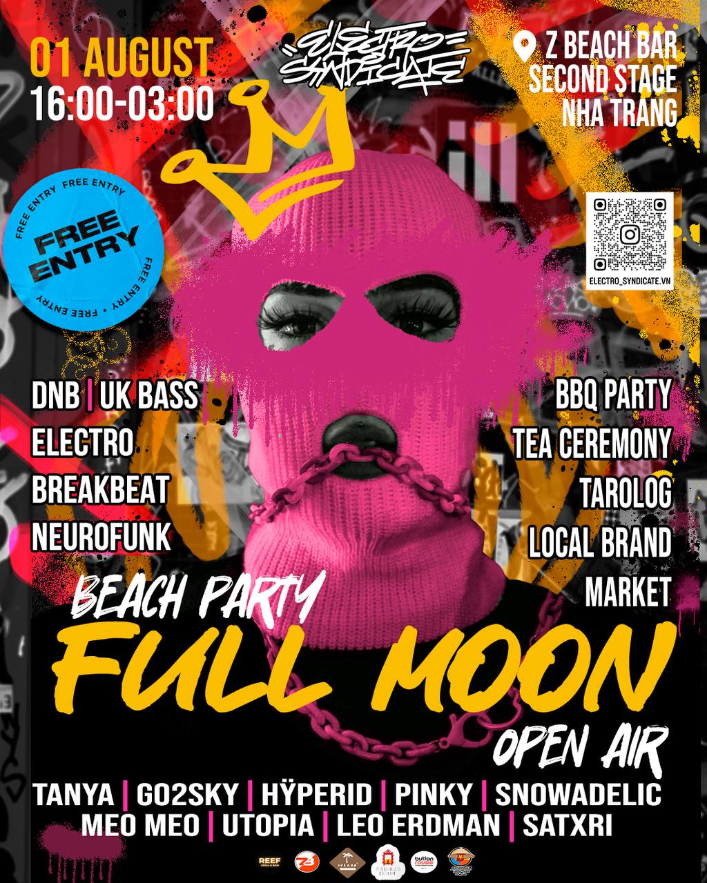 1 августа Full Moon вечеринка на пляже в центре Нячанга