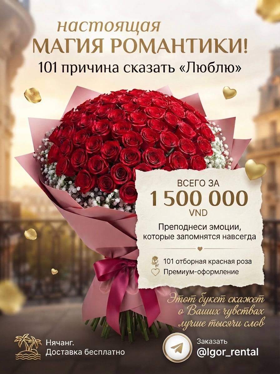 Элегантный букет из 101 отборной красной розы