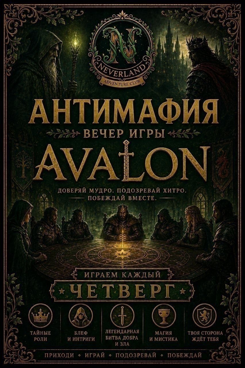 Вечер игры в Авалон в клубе NEVERLAND
