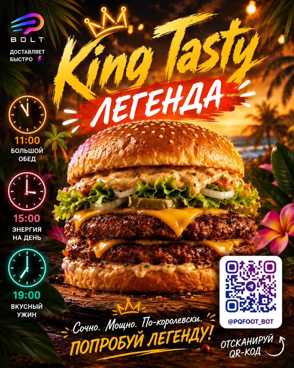 Доставка еды King Tasty через партнёра BOLT