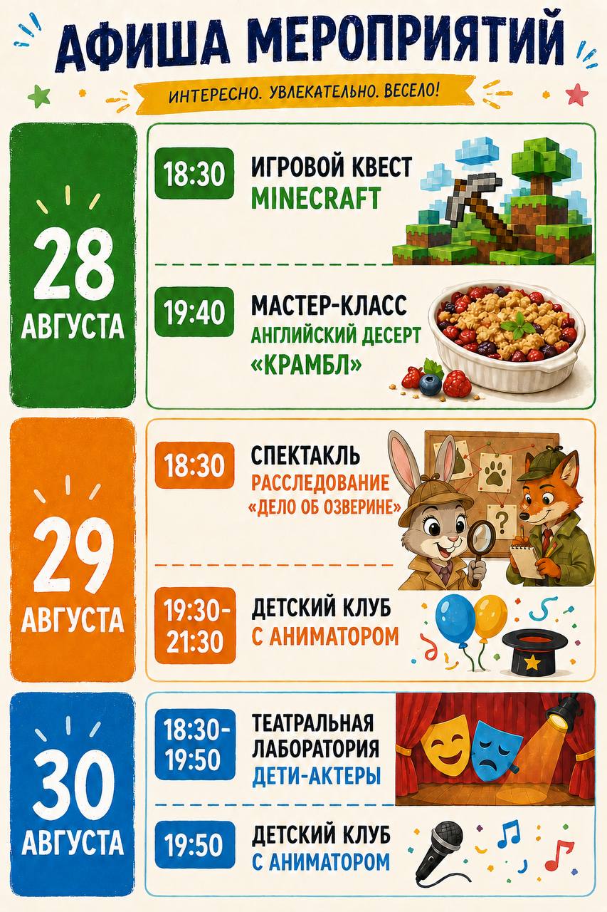 Три дня игр, театра, творчества и кулинарных мастер-классов для детей.