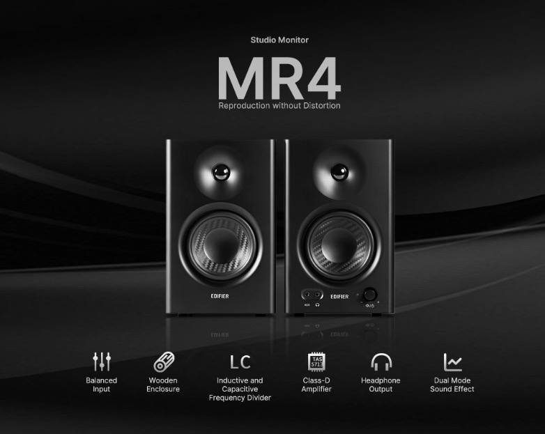 Фото 2: Продаю студийные активные колонки Edifier MR4 в чёрном цвете