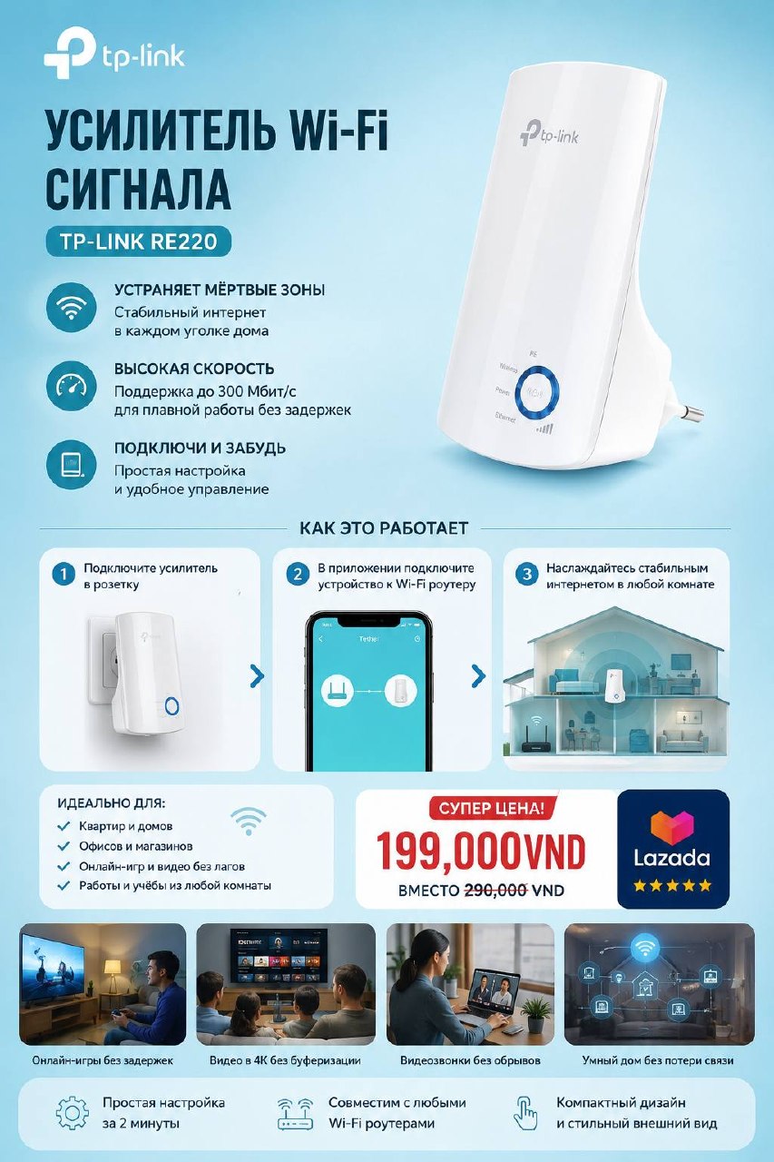 Продаётся Wi-Fi репитер TP-Link в идеальном состоянии, использовался около месяца.