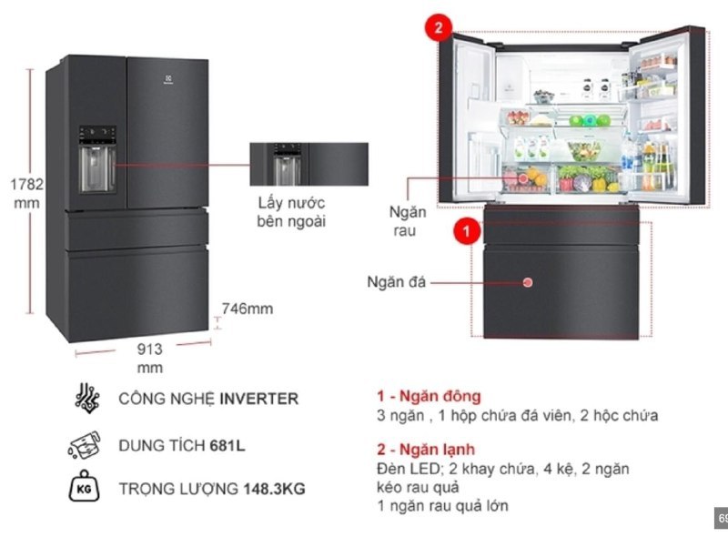 Фото 3: Продаётся новый холодильник Electrolux EHE6879A-B CVN в графитовом цвете, в коробке.