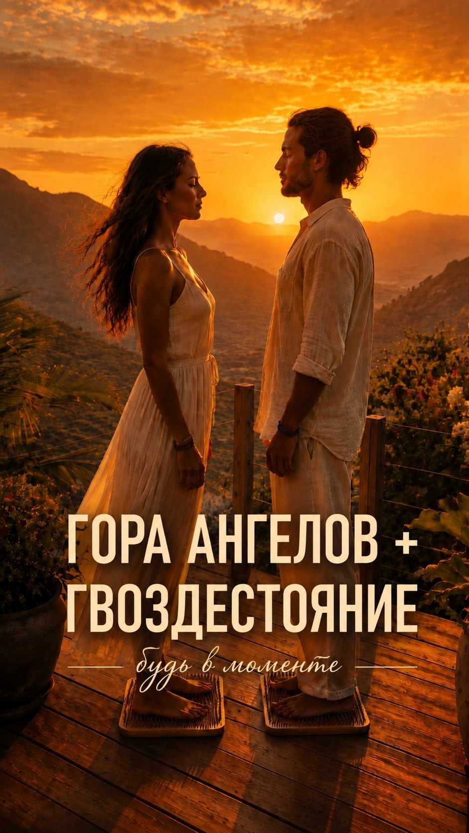 Подъем на Гору Ангелов, встреча заката и практика гвоздестояния
